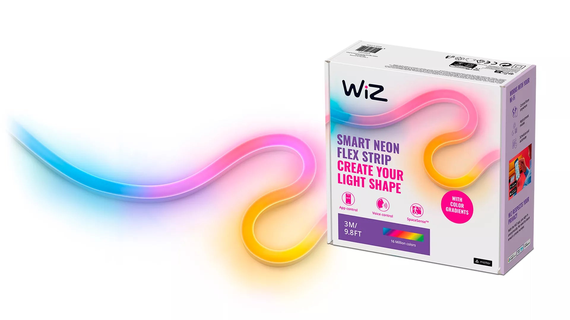 WiZ LED-Leuchtstreifen – WLAN & dimmbar, 2'700–5'000 K, mehrfarbig & weiss einstellbar – 3 m