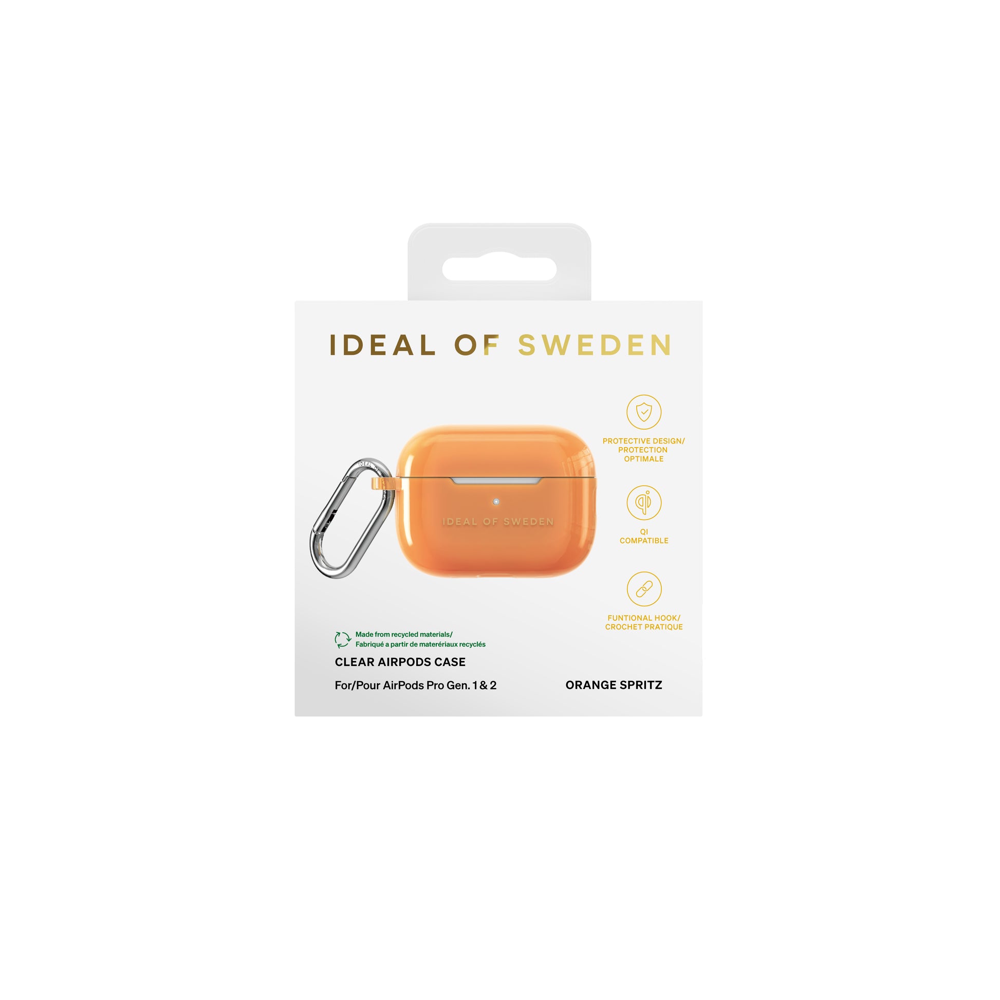 iDeal of Sweden Orange Spritz Clear – Schutzhülle für AirPods Pro (1. / 2. Gen.), Orange