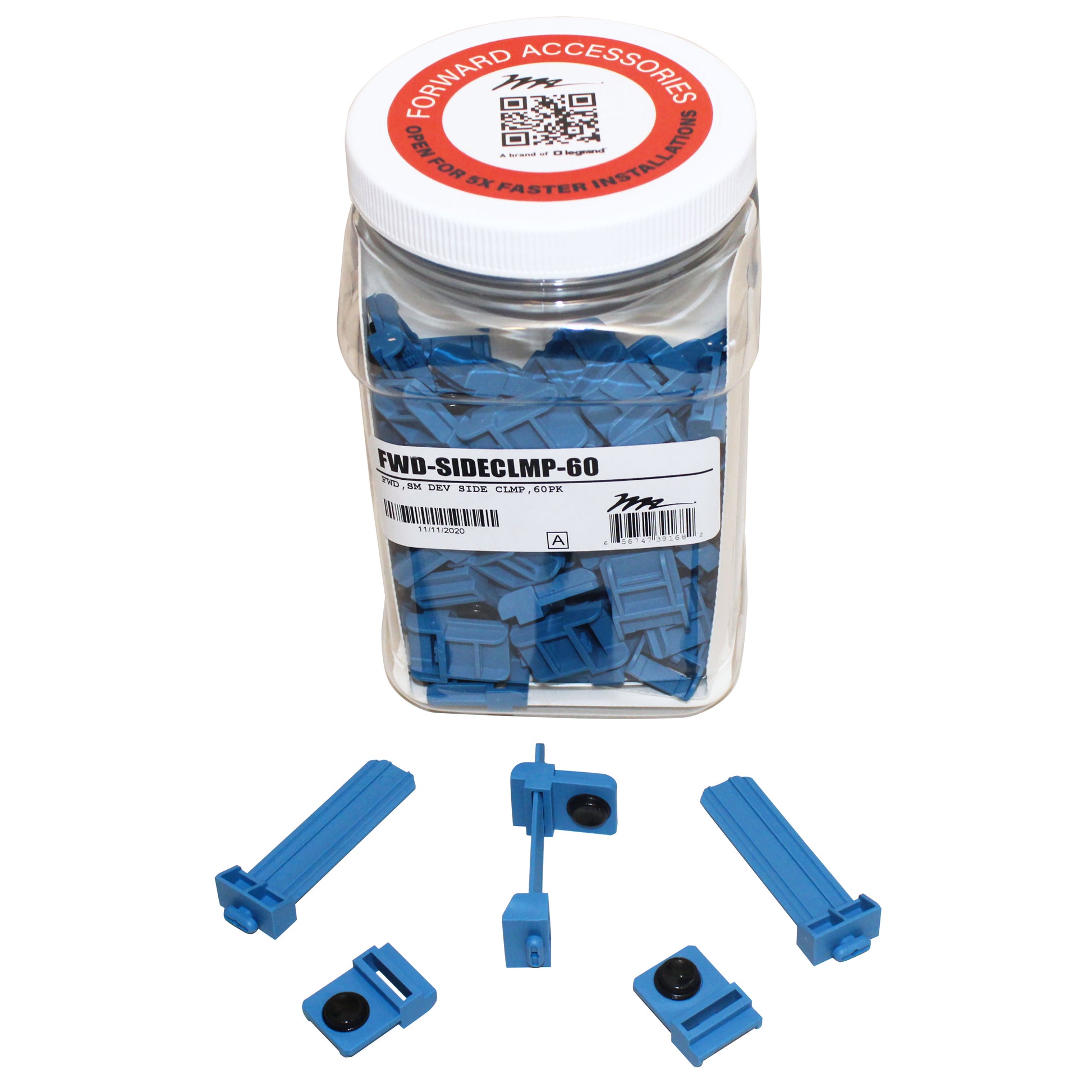 Middle Atlantic FWD-SIDECLMP-60 – Montageset, 60 Stück, Nylon, Blau