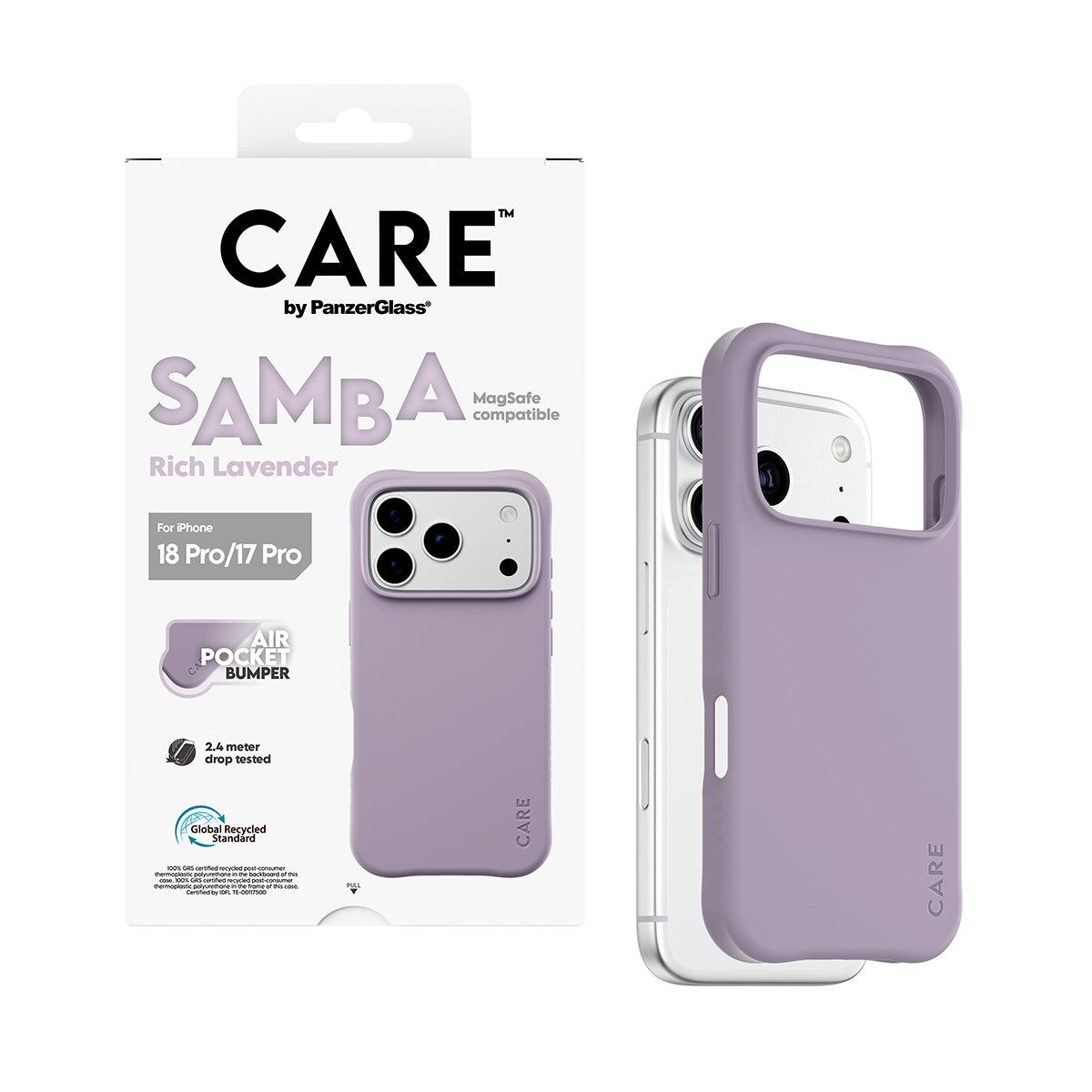PanzerGlass CARE Samba Backcover – für iPhone 18 Pro / 17 Pro, MagSafe, TPU, Rich Lavender
