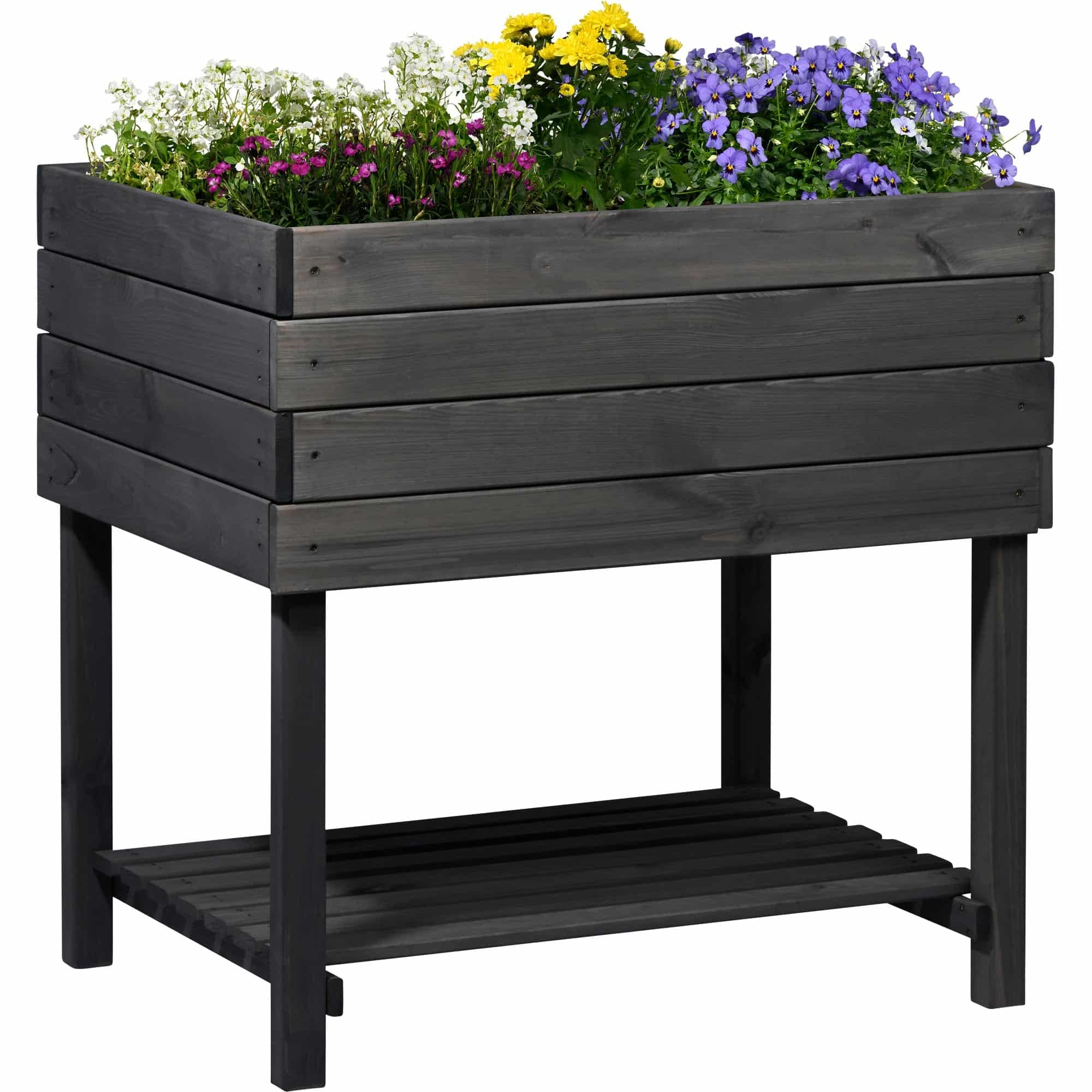 Dobar Tischübertopf – 78 × 78 × 58 cm – Kiefernholz & Kunststoff, Anthrazit