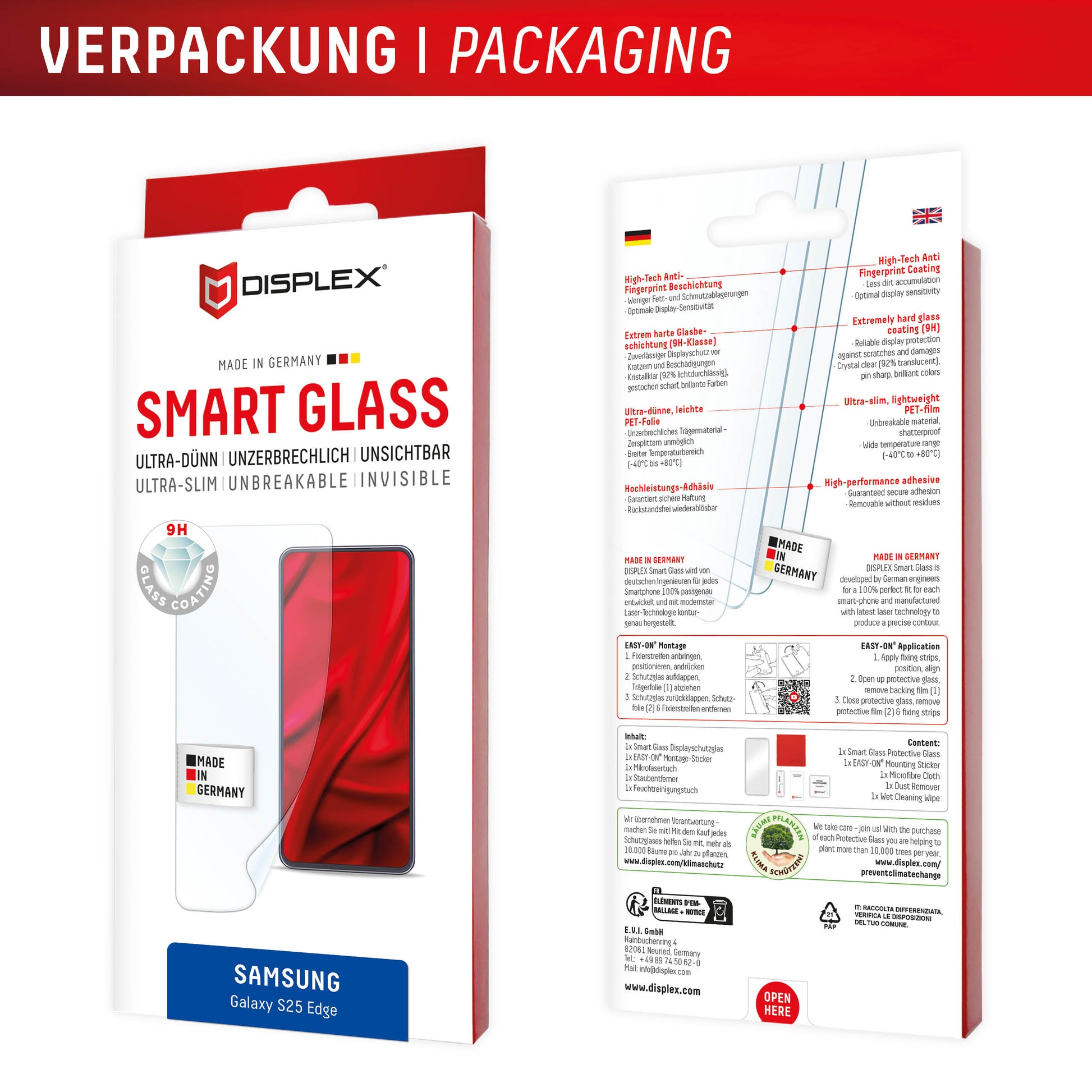 Displex Displayschutz (Panzerglas), 9H – für Galaxy S25 Edge