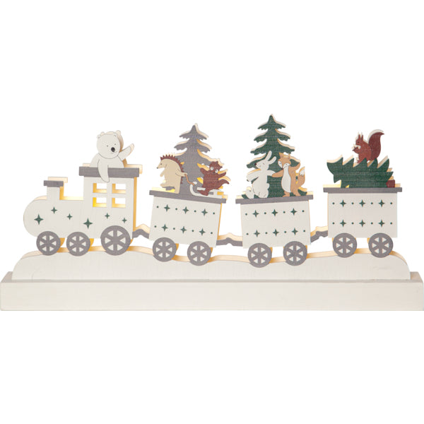Star Trading Dekorationsfigur – mit 4 LEDs, batteriebetrieben – Holz, mehrfarbig, 37 × 17 × 0,6 cm