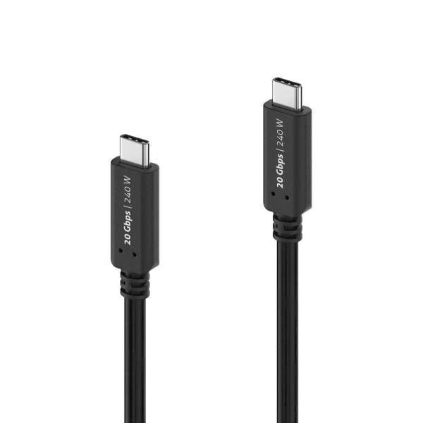 PureLink USB-C auf USB-C Kabel – USB4 20 Gbit/s – 1 m – PD 240 W – Goldstecker, PVC-Mantel – Schwarz