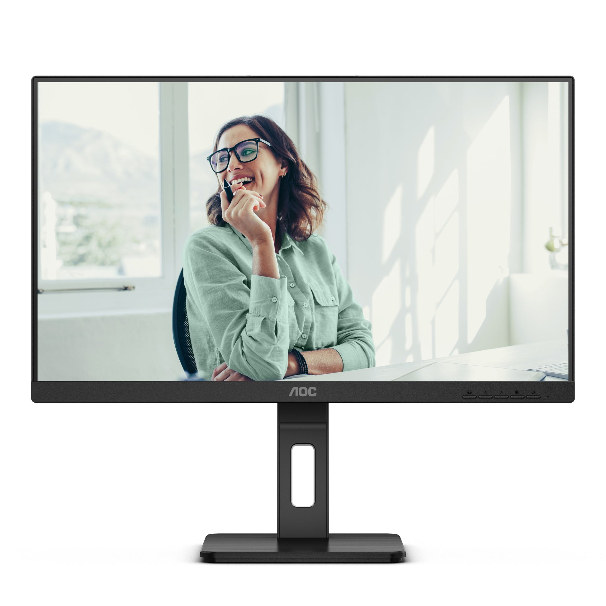 AOC Monitor, 23,8", 300 cd/m², Daisy Chain, USB-C, USB-Hub, Integrierte Lautsprecher, VESA 100 × 100, Schwarz