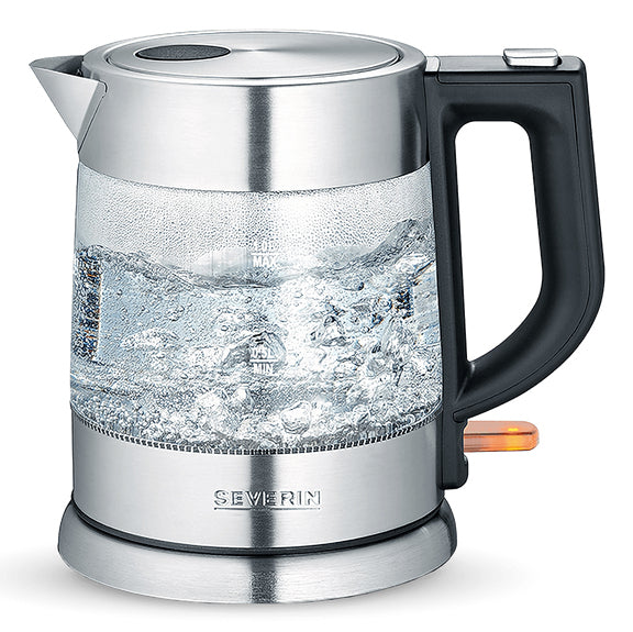 Severin Wasserkocher WK 3468 – 1 l, Glas, 2200 W, Schwarz, 360°-Sockel