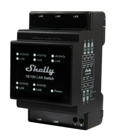 Shelly LAN Netzwerk Switch – Zubehör – Ethernet Switch, DIN-Schiene