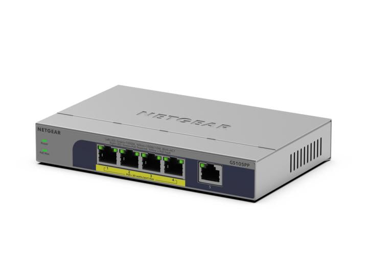 NETGEAR GS105PP-300EUS – Switch (Unmanaged) – 5×GbE, PoE+ 83 W