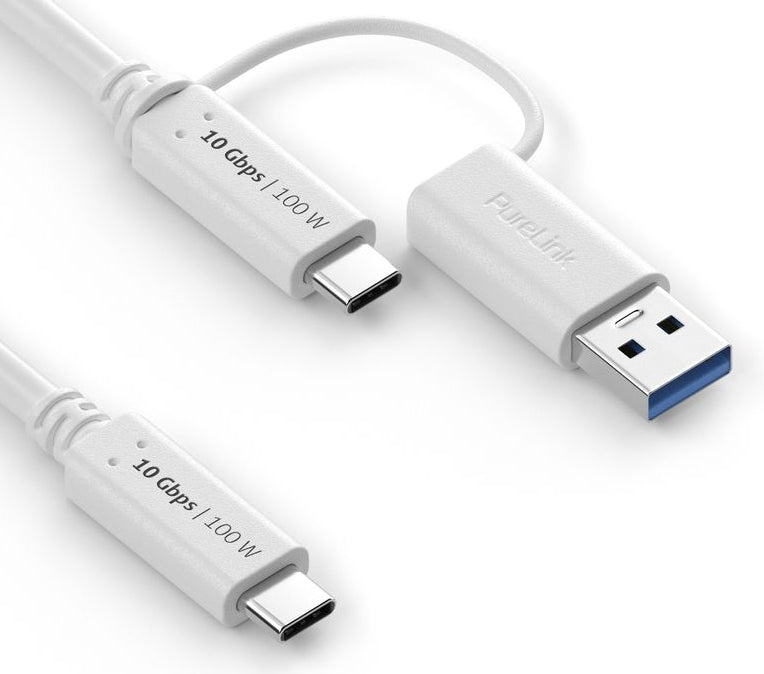 PureLink USB-C auf USB-A Kabel – USB 3.2 Gen 2 (10 Gbit/s) – 0,5 m – PD 100 W – Vergoldete Kontakte