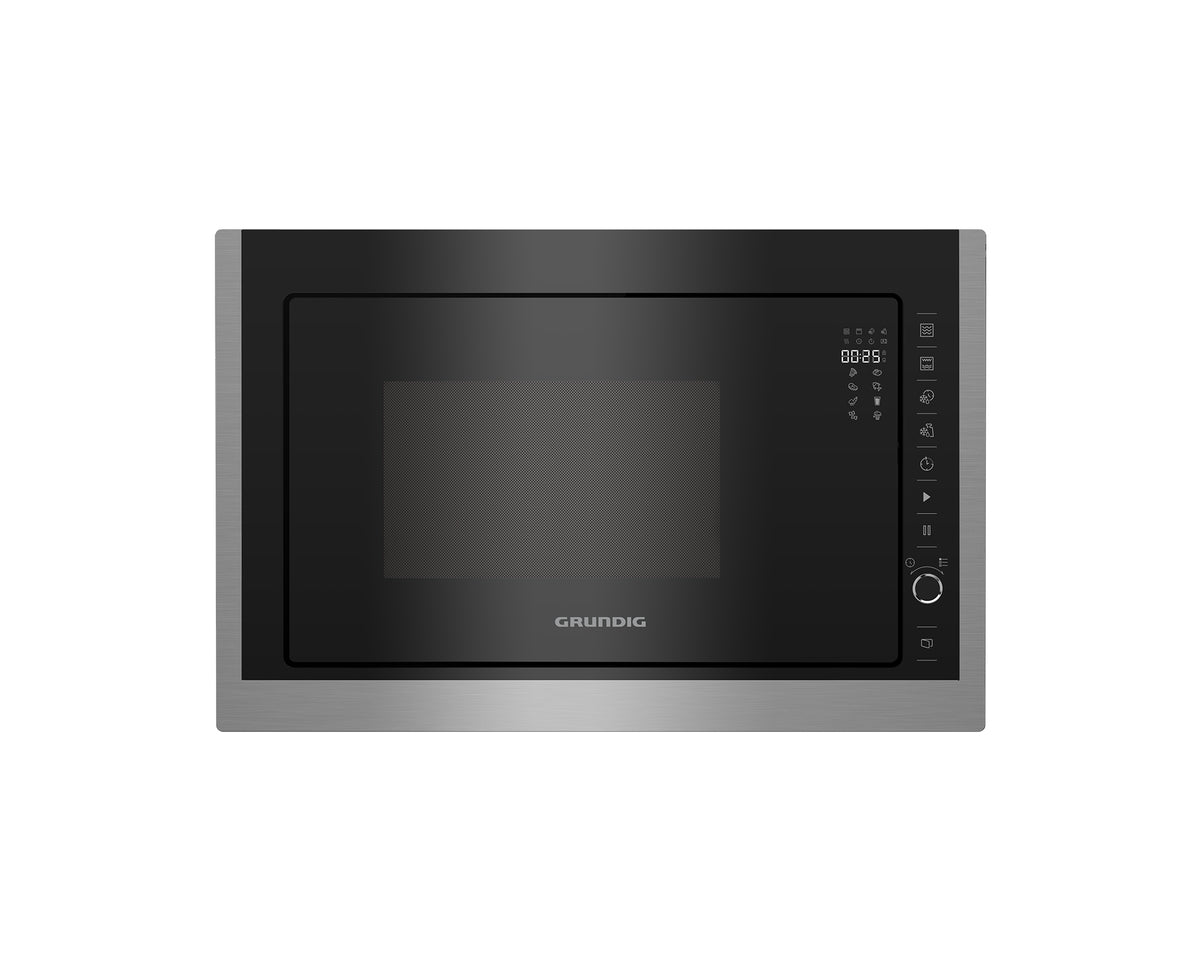 Grundig Einbau-Mikrowelle GMI 11311 DX – 25 l, Grill, 900 W – Schwarz/Edelstahl