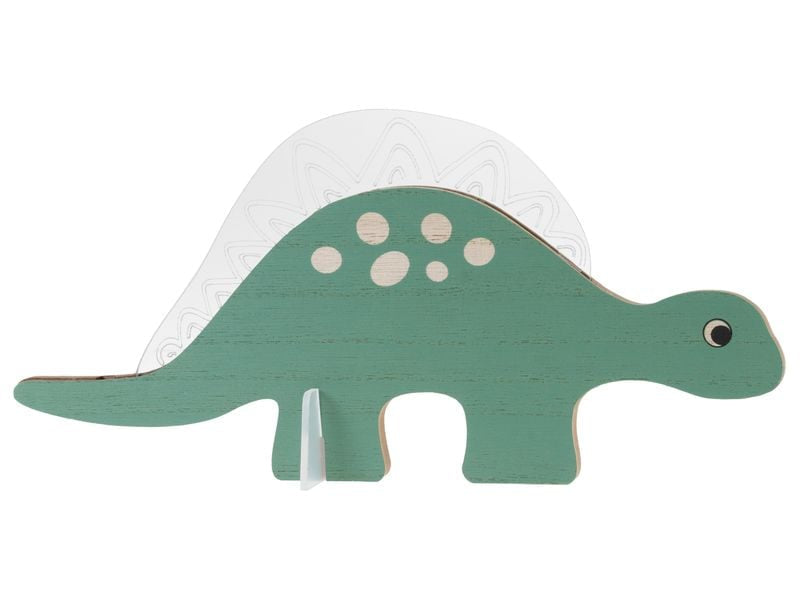 COCON Tischleuchte Dino Holz – LED integriert, warmweiss, batteriebetrieb (2× AA), laufzeit 6 h – Weiss