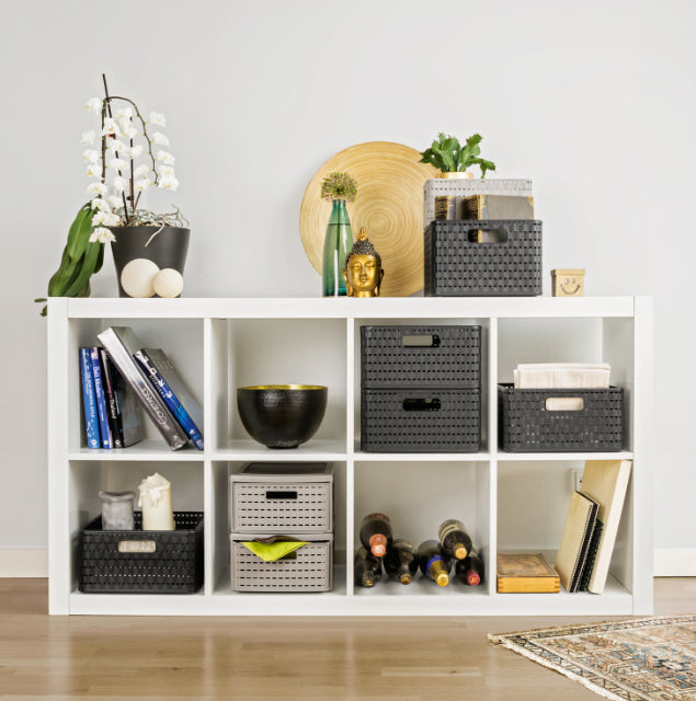Rotho Country Aufbewahrungskorb 18 l (ohne Deckel) – Kunststoff – grau – für A4 – 278 × 191 × 368 mm