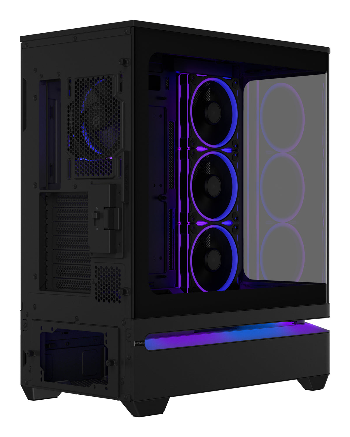ASUS PRIME AP304 TG – PC-Gehäuse – Schwarz, Seitenfenster, ARGB, 4×120 mm, ATX/mATX/Mini-ITX, 450×240×535 mm