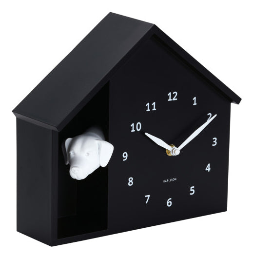 Karlsson Wanduhr Peeking Doggy – Ø 24,9 cm, Weiss, Kunststoff