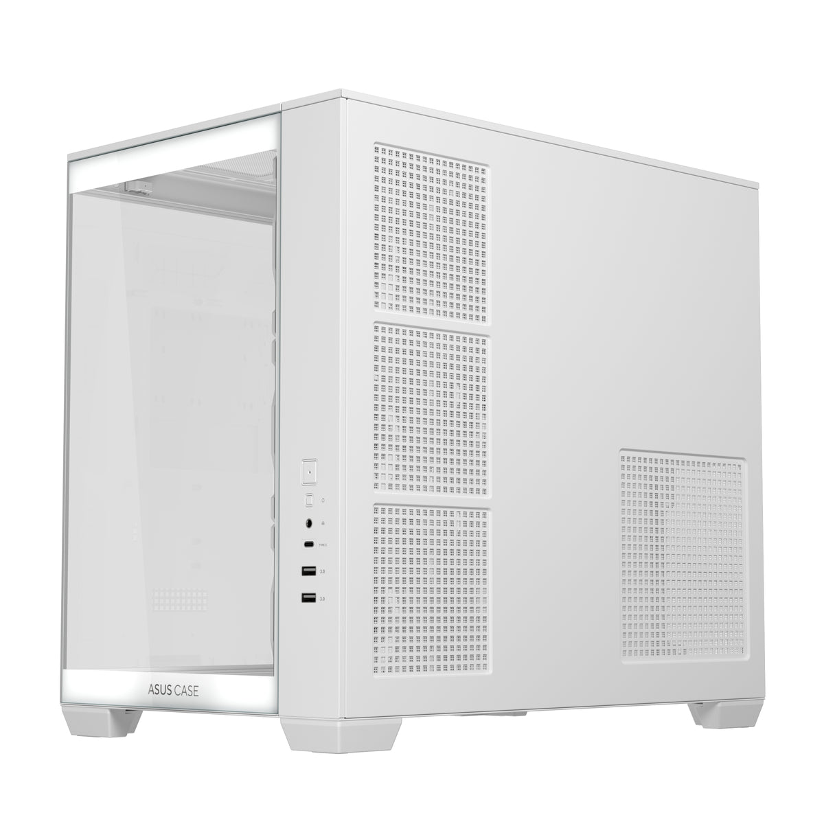 ASUS A32 PLUS TG ARGB WEISS – PC-Gehäuse – ATX/micro-ATX/Mini-ITX, Gehärtetes Glas, ARGB, ohne Netzteil