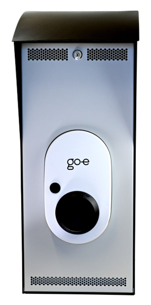 go-e Pfostenmontage – 265 × 242 × 563 mm, Stahl, verzinkt, Schwarz, für go-e Gemini (Auszug)