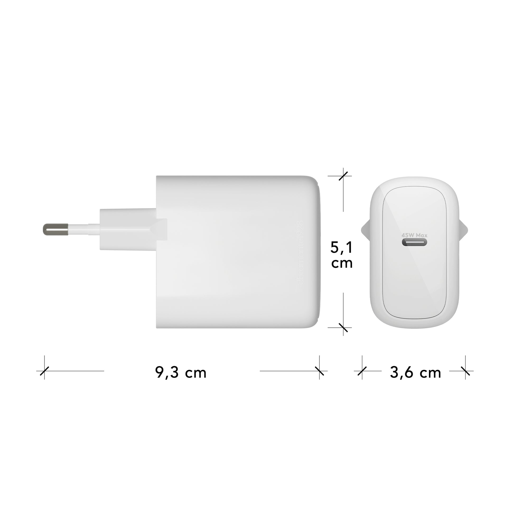dbramante1928 re-chargePro USB-Ladegerät 45 W – USB-C×1 – PD – EU-Stecker (Typ C) – Weiss