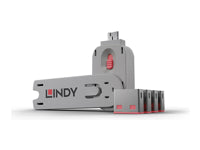 Lindy USB-Port-Sperre 4er-Set, 1 Schlüssel – Rot