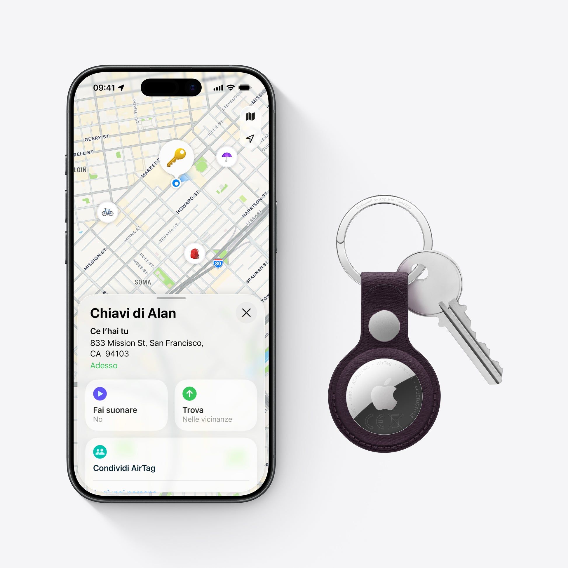 Apple AirTag – Silber/Weiss, IP67, für iPhone