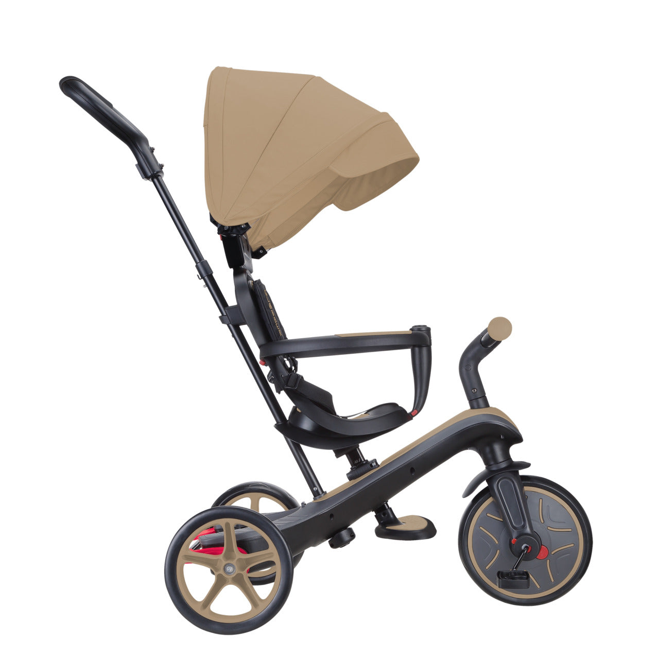 Globber Explorer 4 in 1 Dreirad – Vorderrad Ø 24,9 cm – bis 20 kg – ab 10 M. – Aluminium/Kunststoff – sand
