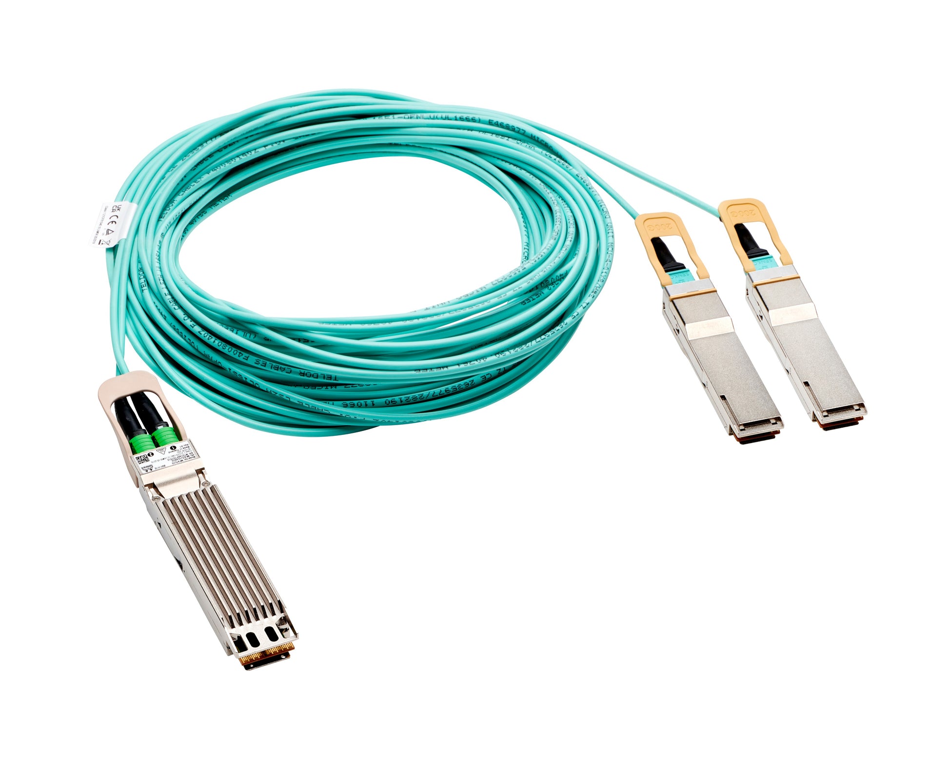 HPE OSFP-auf-2×QSFP56 AOC-Splitterkabel – 10 m, Aqua-Farbe, für InfiniBand HDR, Ethernet