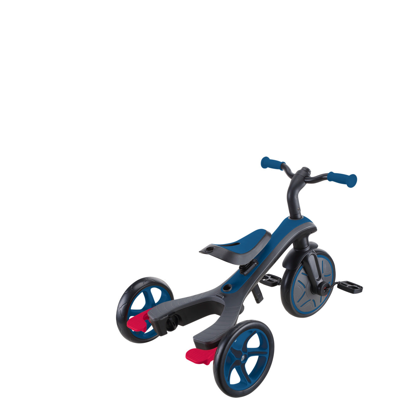 Globber Explorer 4 in 1 Dreirad – Verstellbarer Sitz, Schiebestange, Gurt – ab 10 Monaten – Blau