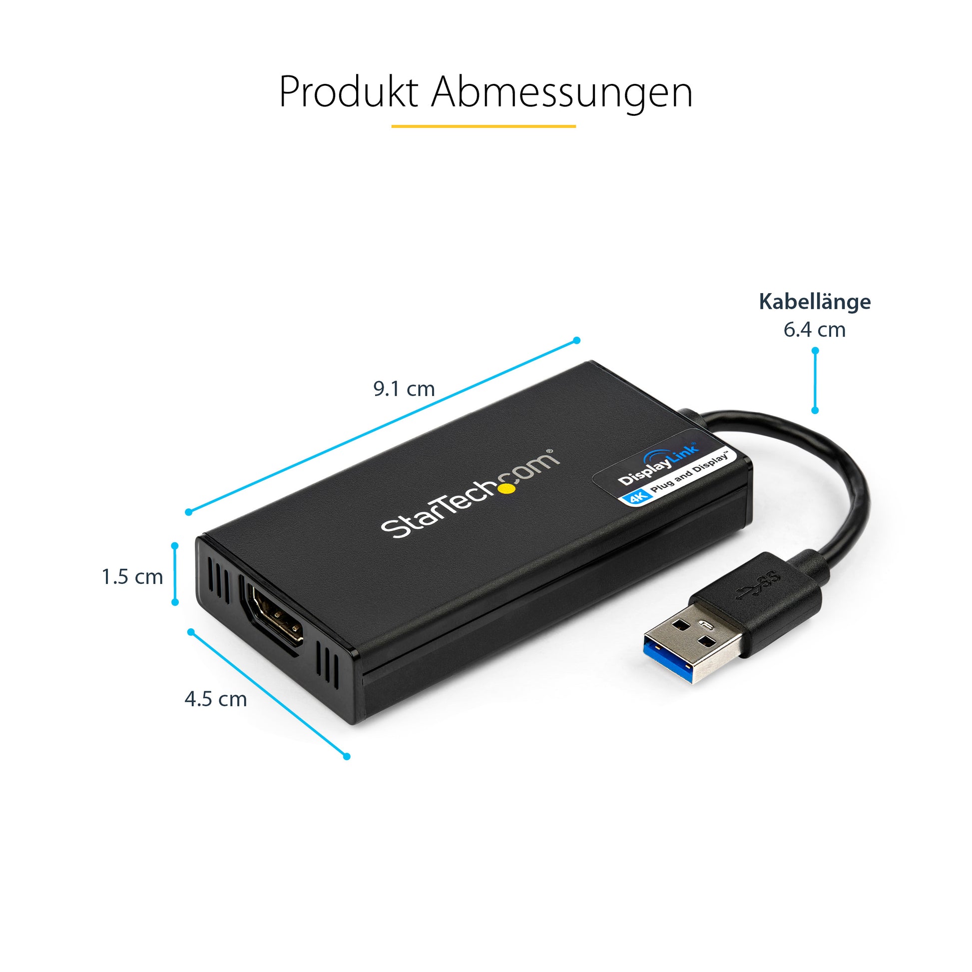 StarTech.com USB-A auf HDMI Adapter USB 3.2 Gen 1 4K 30 Hz – 0,063 m – für Mac, Windows, ChromeOS
