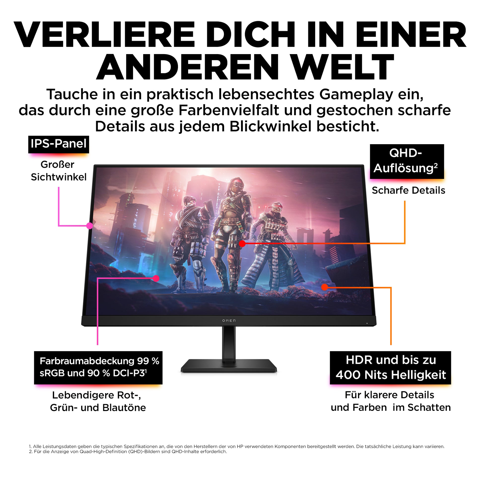 HP OMEN 32q – Interaktives Touch-Display 31,5" – Quad HD (2560 × 1440), IPS, 400 cd/m², blendfrei