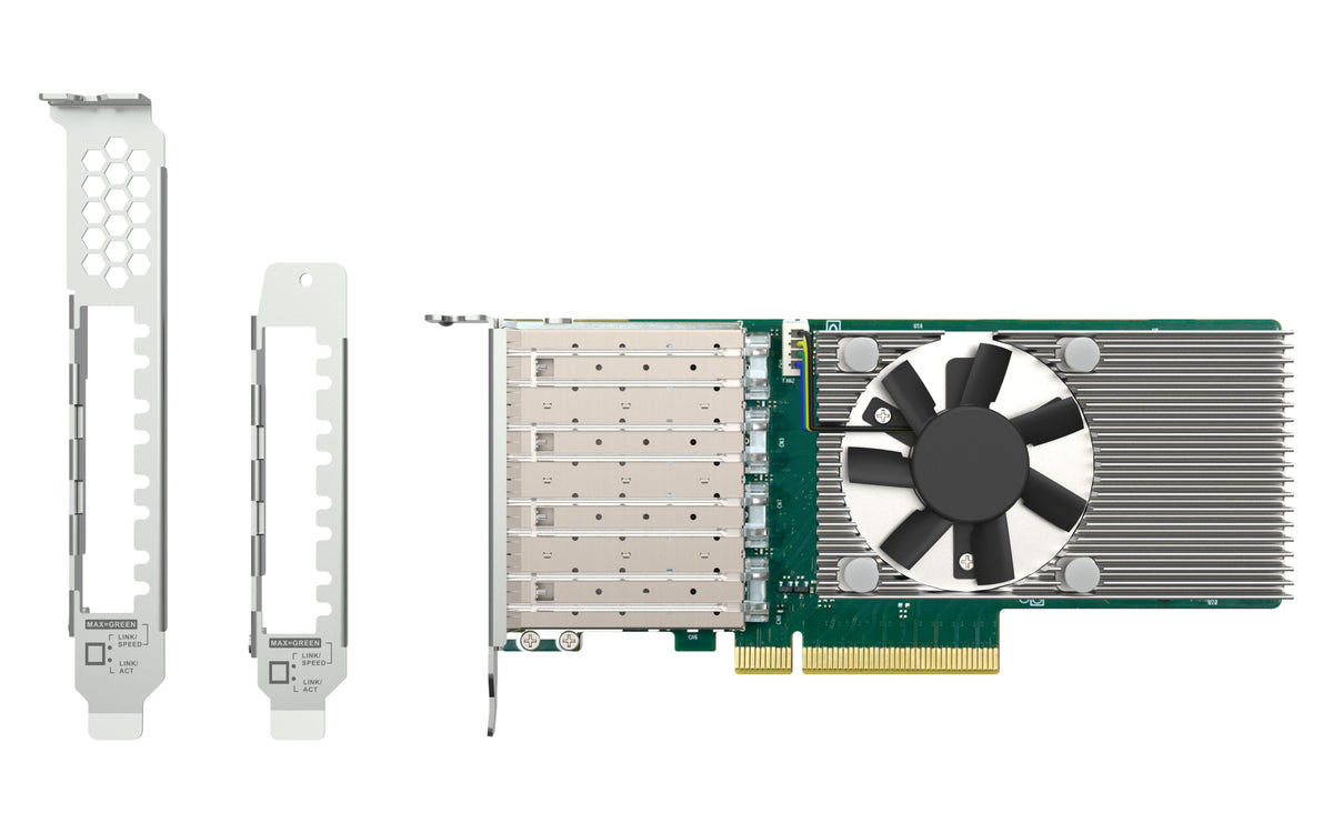 QNAP QXG-10G4SF-BCM PCIe 10G SFP+ Netzwerkkarte – 4× SFP+, 10 Gbit/s, Broadcom BCM57502 – für NAS/Speicherserver
