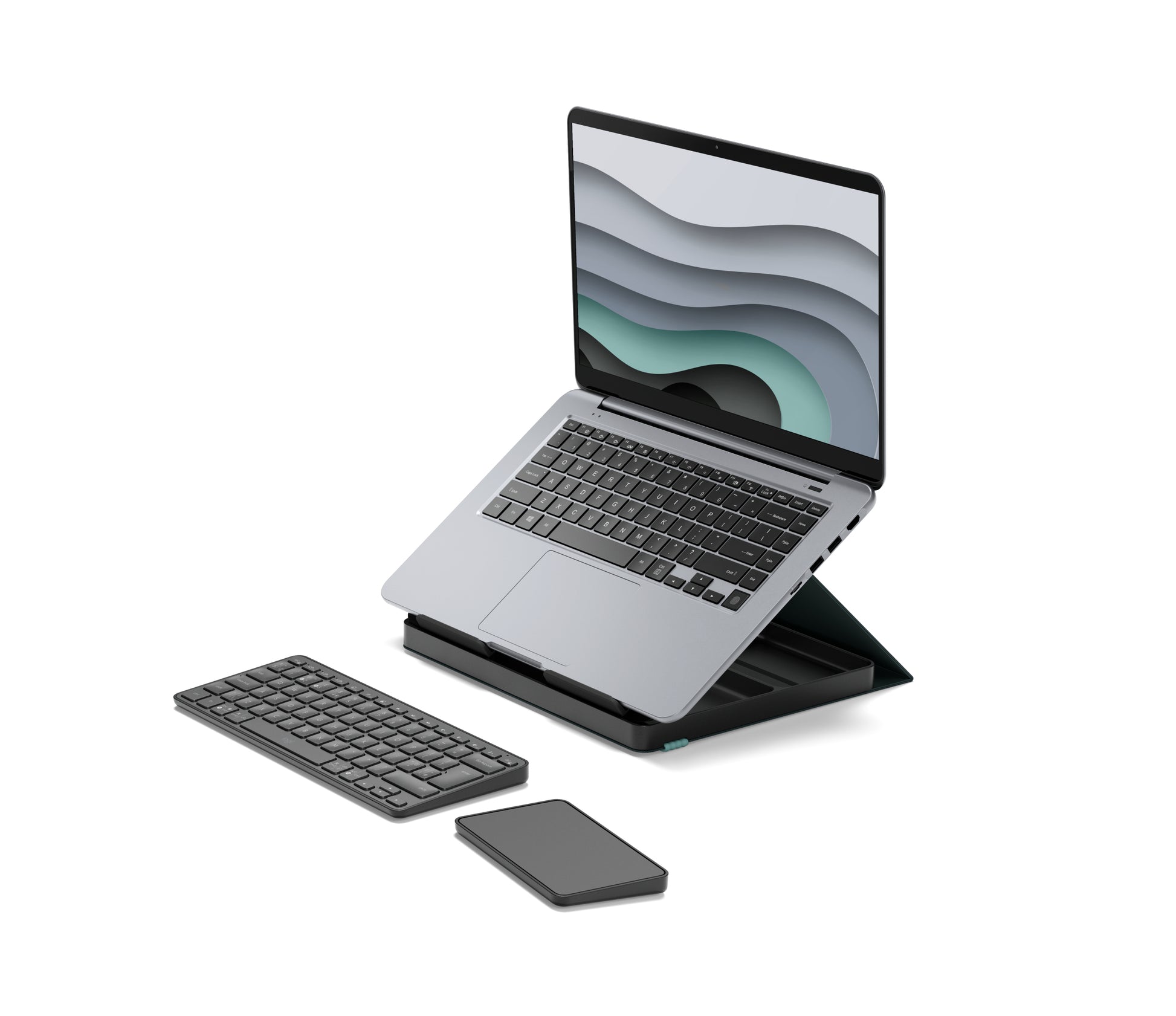 Logitech Casa Pop-Up Desk – Tastatur, kabellos (Bluetooth), UK-Layout (EN), Grau
