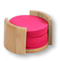 Kesper Glasuntersetzer – Ø 10 cm, Filz/Bambus, Braun/Pink, FSC-zertifiziert, für Gläser