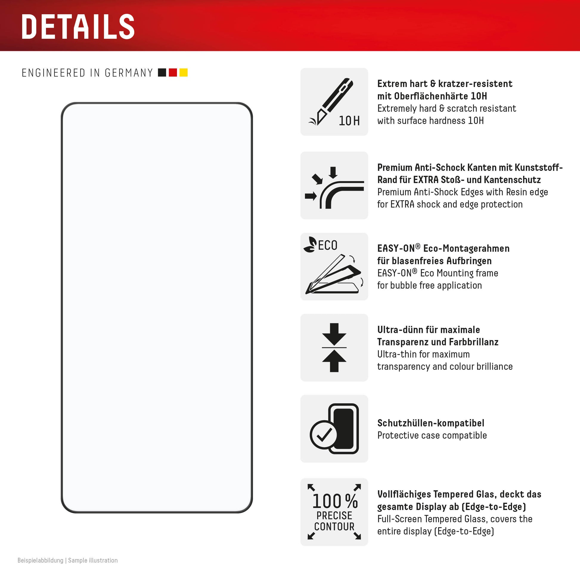 Displex Displayschutz (Panzerglas), Full Cover – für Galaxy S25 Edge – mit Applikator