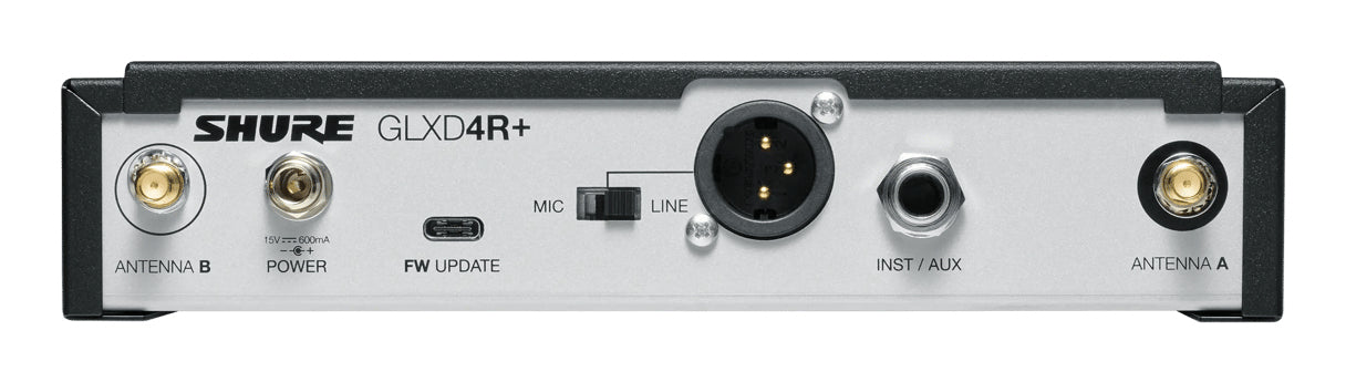 Shure GLXD14R+E-Z4 Lavaliermikrofon – Mini XLR, XLR, 6,35 mm Klinke, Kabellos (2,4–5,8 GHz), 50–20'000 Hz