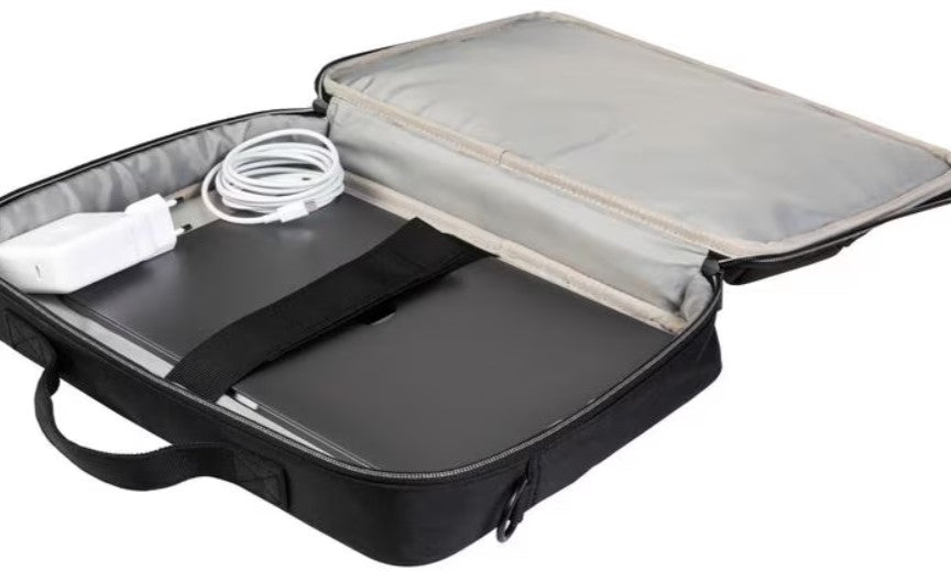 ONIT Clamshell Notebook-Tasche bis 15,6" – 600D rPET, mit Trolley-Band – Schwarz