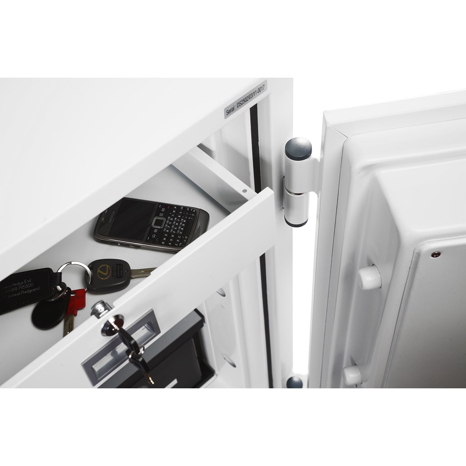 Phoenix Safe Co. Phoenix Sicherheitsschrank DATACOMBI DS2504E – Elektronikschloss – 63,0 l – Feuerschutz 120 min – Weiss