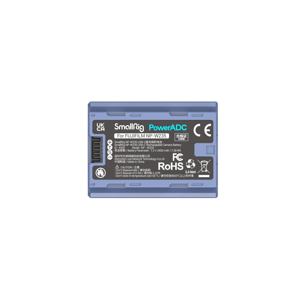 SmallRig NP-W235 Akku – 2400 mAh, 7,2 V, 5 A – für Fujifilm XT-4, GFX-100S, GFX50S und andere – Blau