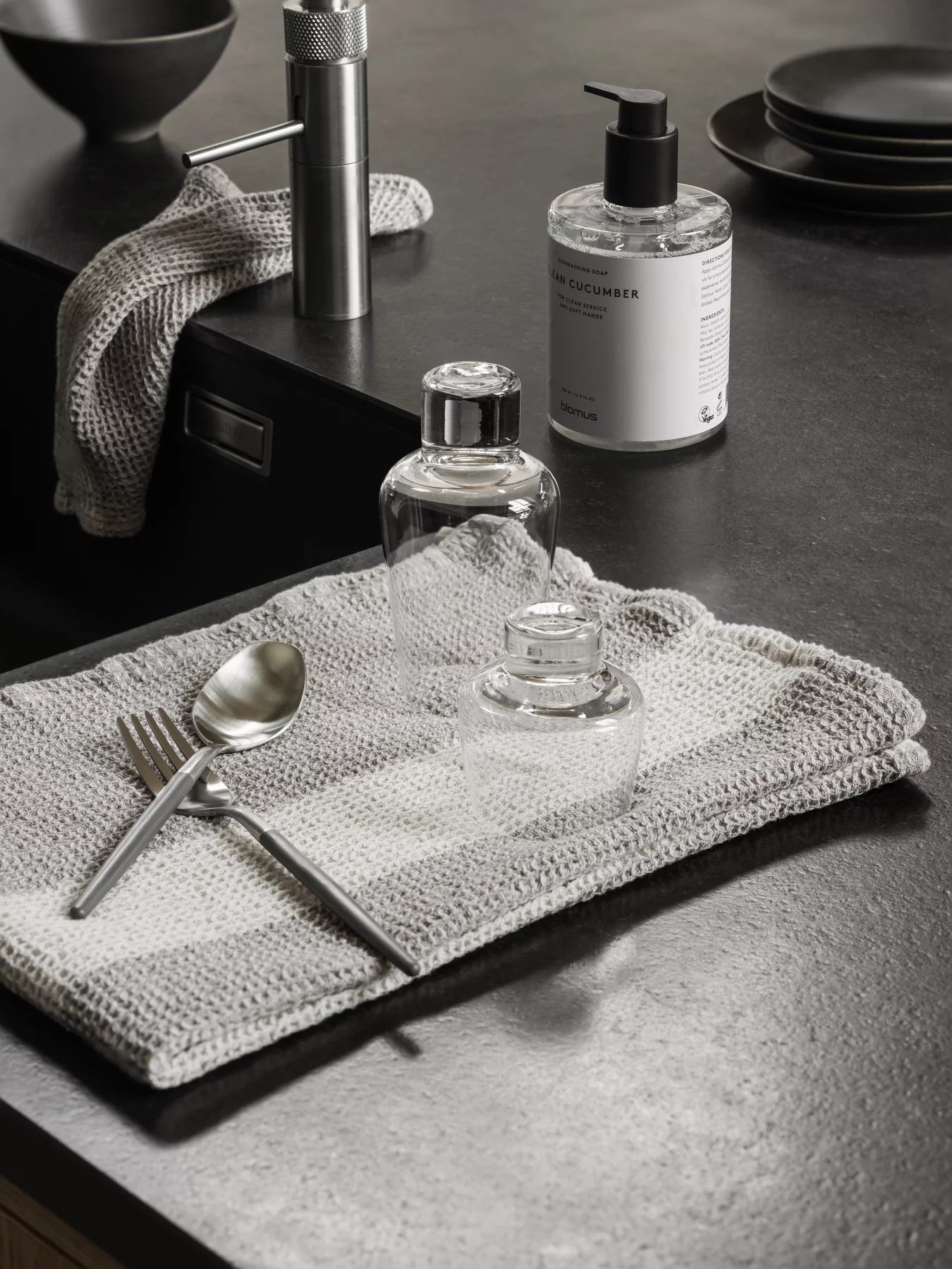 Blomus Abwaschlappen GANO – grau – 25 × 25 cm – Bio-Baumwolle – 2er-Set