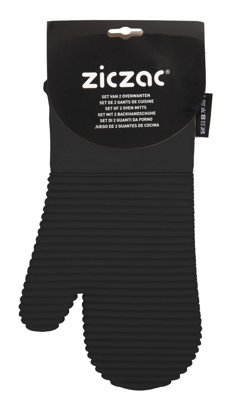 Tiseco SILO – Küchenhandschuhe 2er-Set, 18 × 33 cm, Baumwolle/Silikon, schwarz