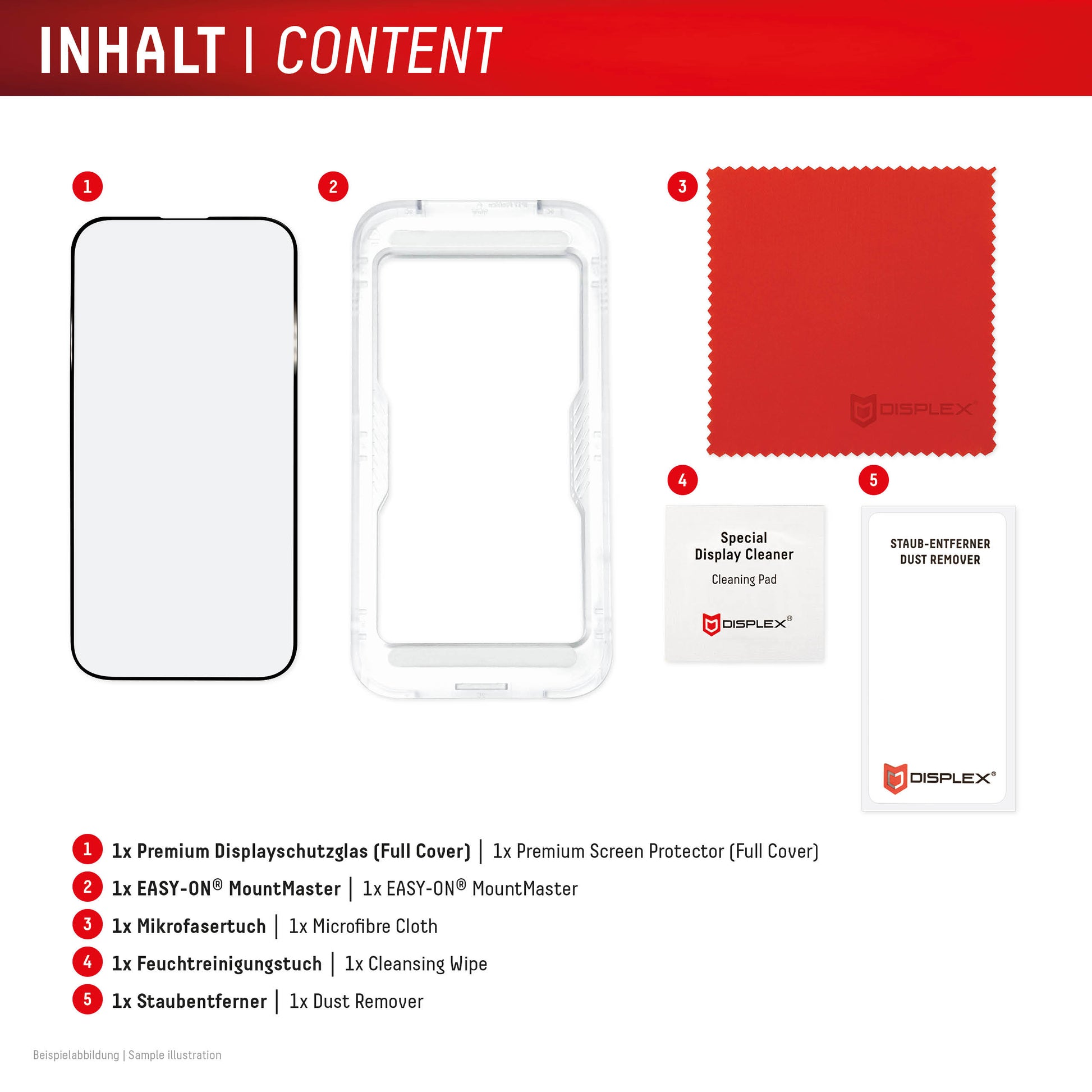 Displex Displayschutz (Panzerglas), Full Cover – für iPhone 17 Pro – mit Applikator