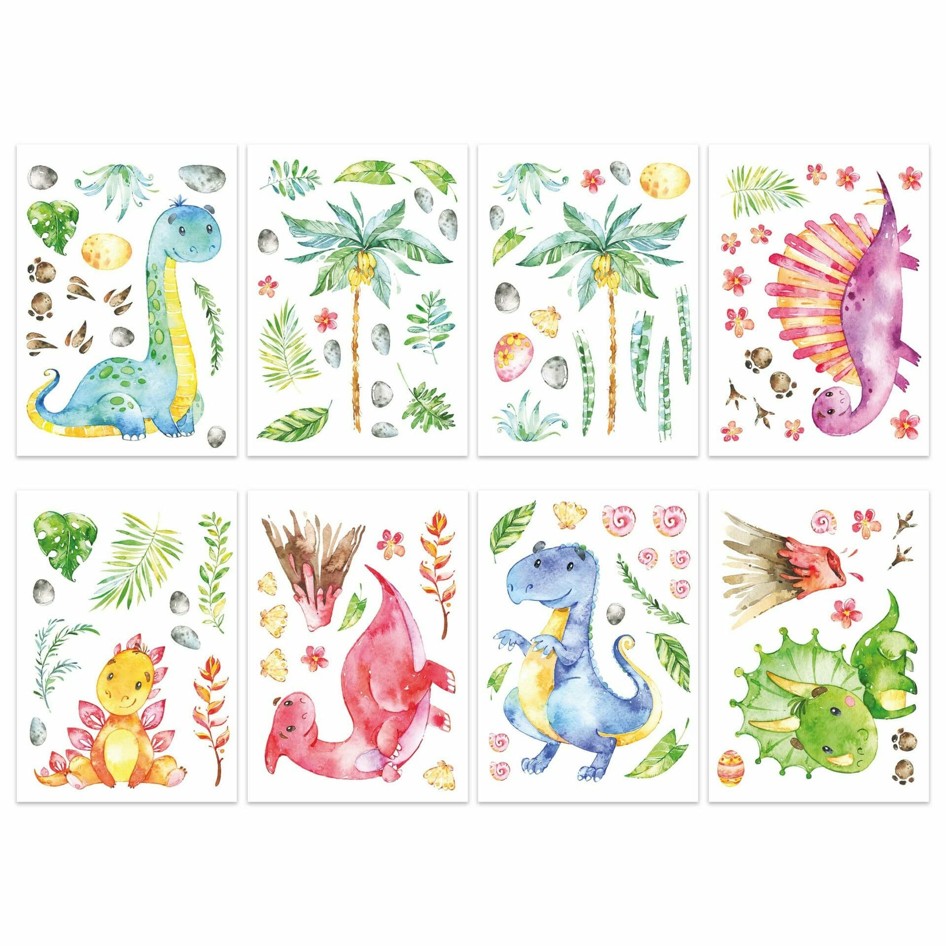 Papierdrachen Wandtattoo-Set – 22 × 30 cm – 8-teilig – Papier, mehrfarbig
