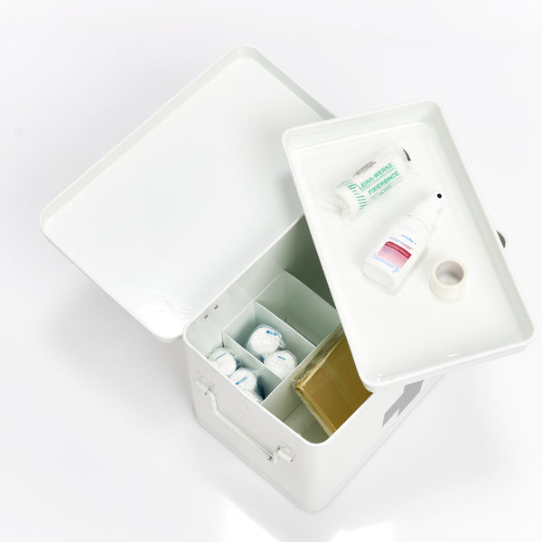 Zeller Present Aufbewahrungsbox (mit Deckel) – Metall – Weiss – mit Griff, 5 Fächer – 195 × 200 × 320 mm