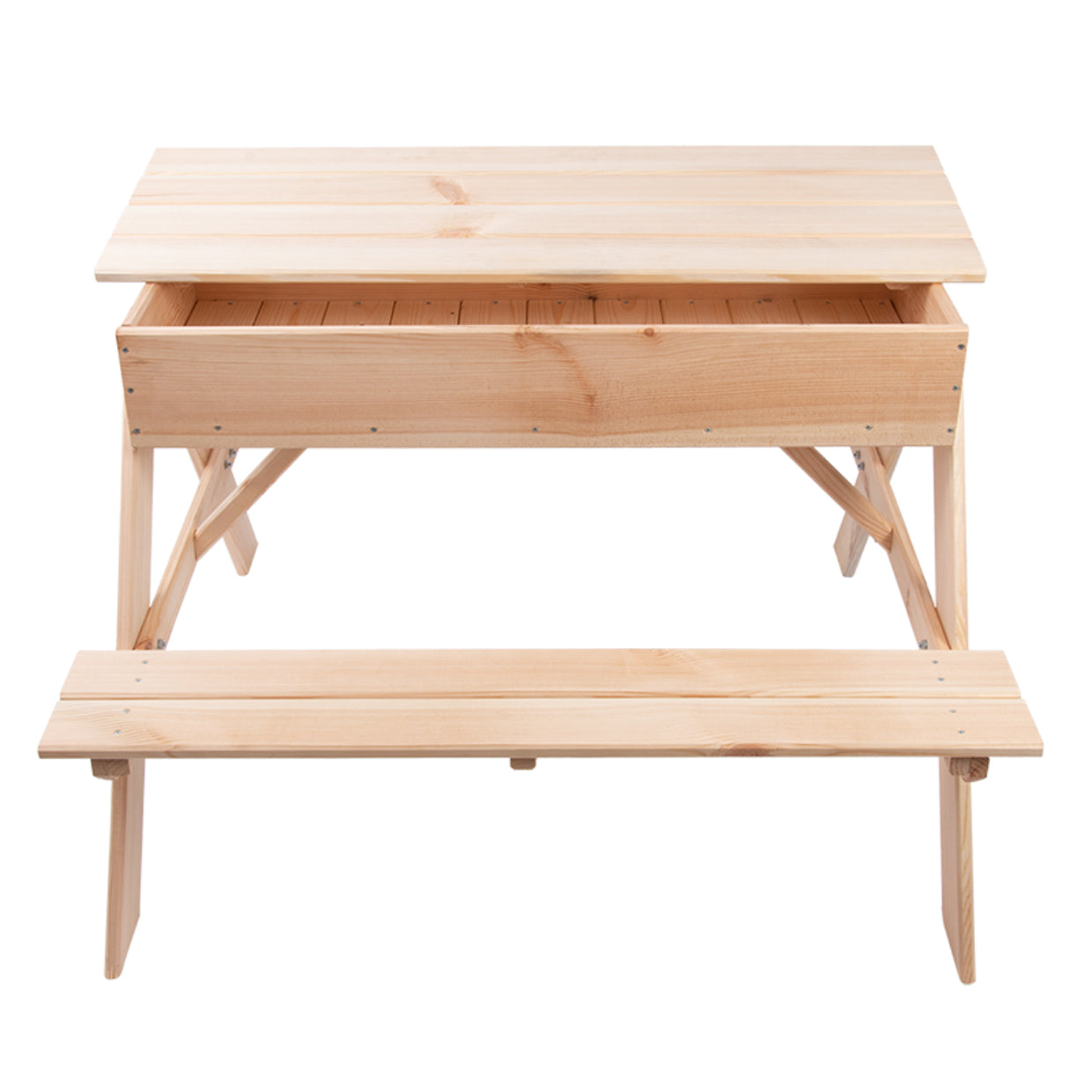 Esschert Design Picknicktisch mit Sandkasten – 93 × 60 × 88 cm – 1 Stück – ab 3 Jahren – Kiefernholz, Braun