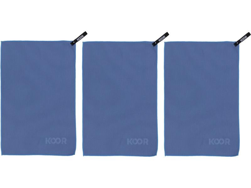 KOOR Handtuch-Set – 3-teilig (3× 35 × 55 cm), Blau, Polyamid/Polyester