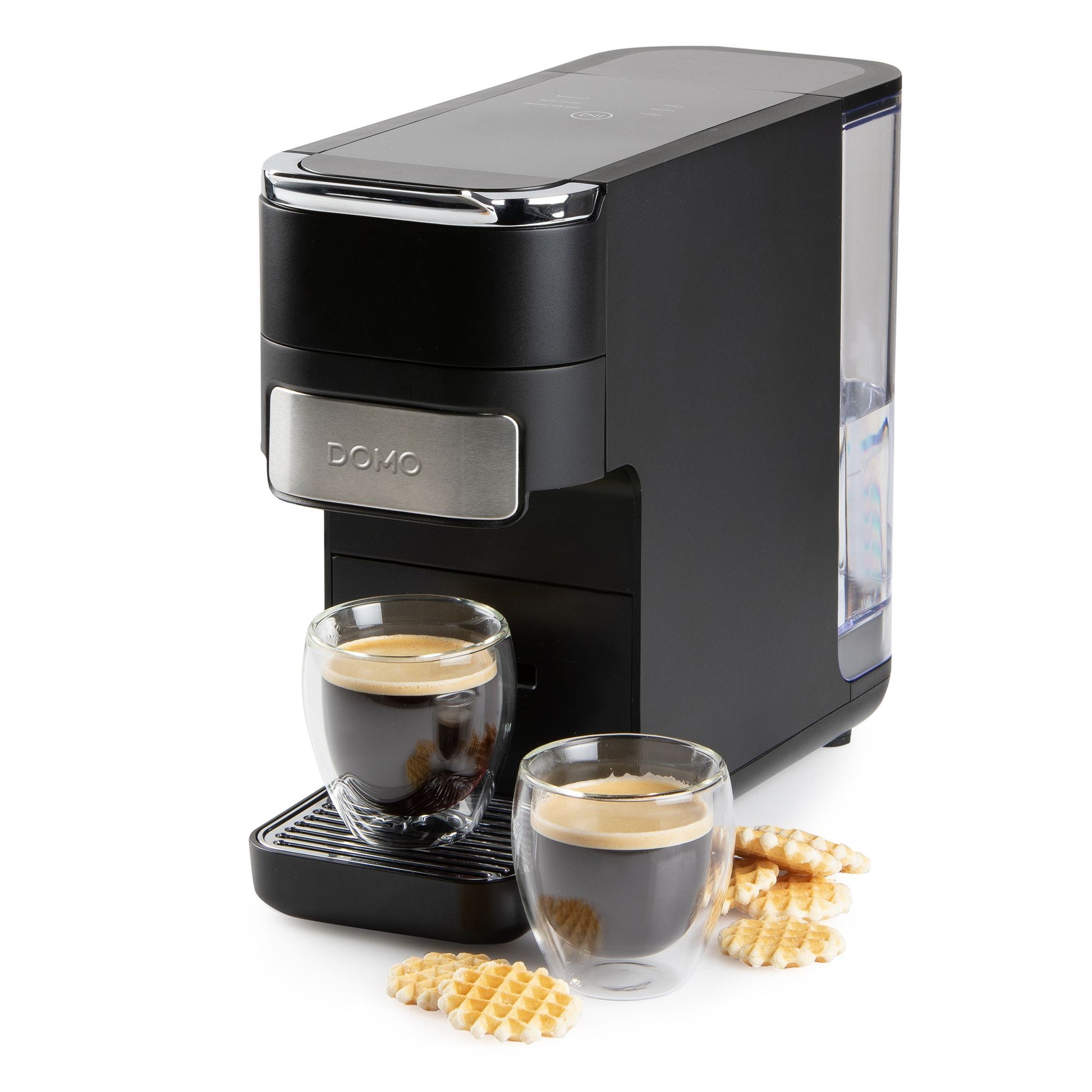 Domo DO748K Kapselmaschine – für Dolce Gusto, E.S.E. Pads, Nespresso, 1,5 l, schwarz, 12,5 × 26,4 × 33 cm