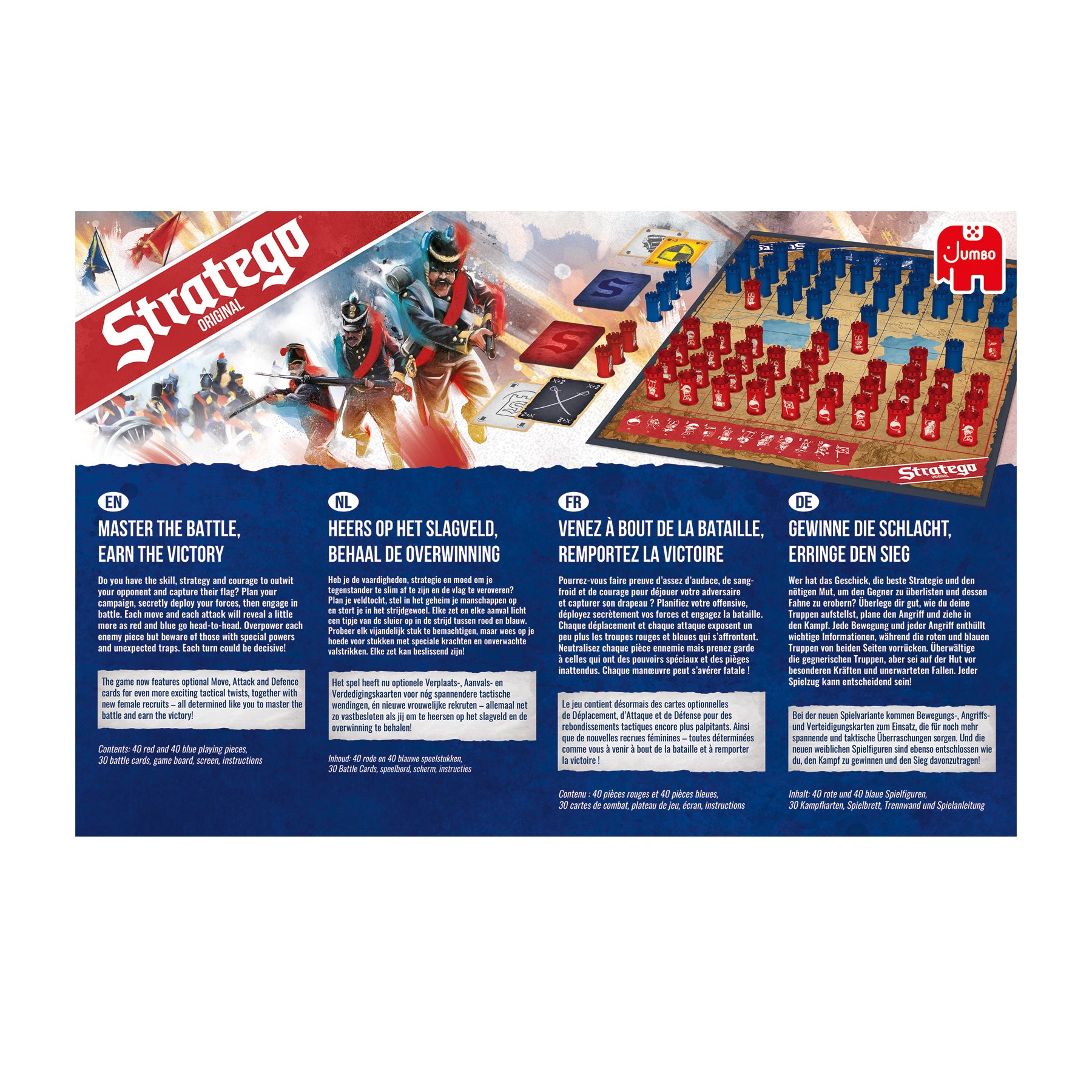 Jumbo Stratego Original – Strategiespiel, 2 Spieler, ab 8 Jahren, 45 Min., DE/NL/EN/FR