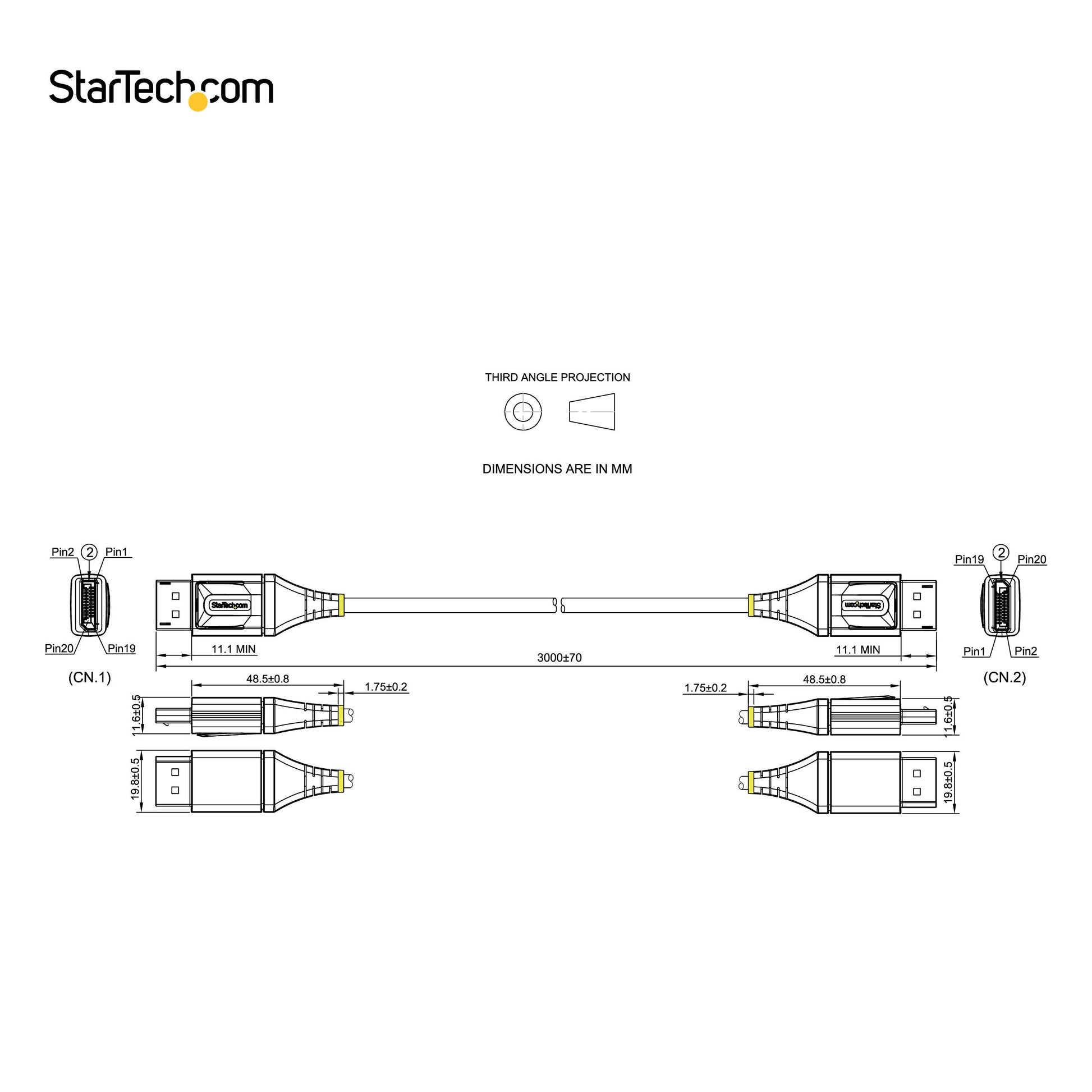 StarTech.com DisplayPort Kabel DP 1.4 8K 60 Hz – 3 m – HDR, verriegelbar – Grau/Schwarz – für Monitore/Display