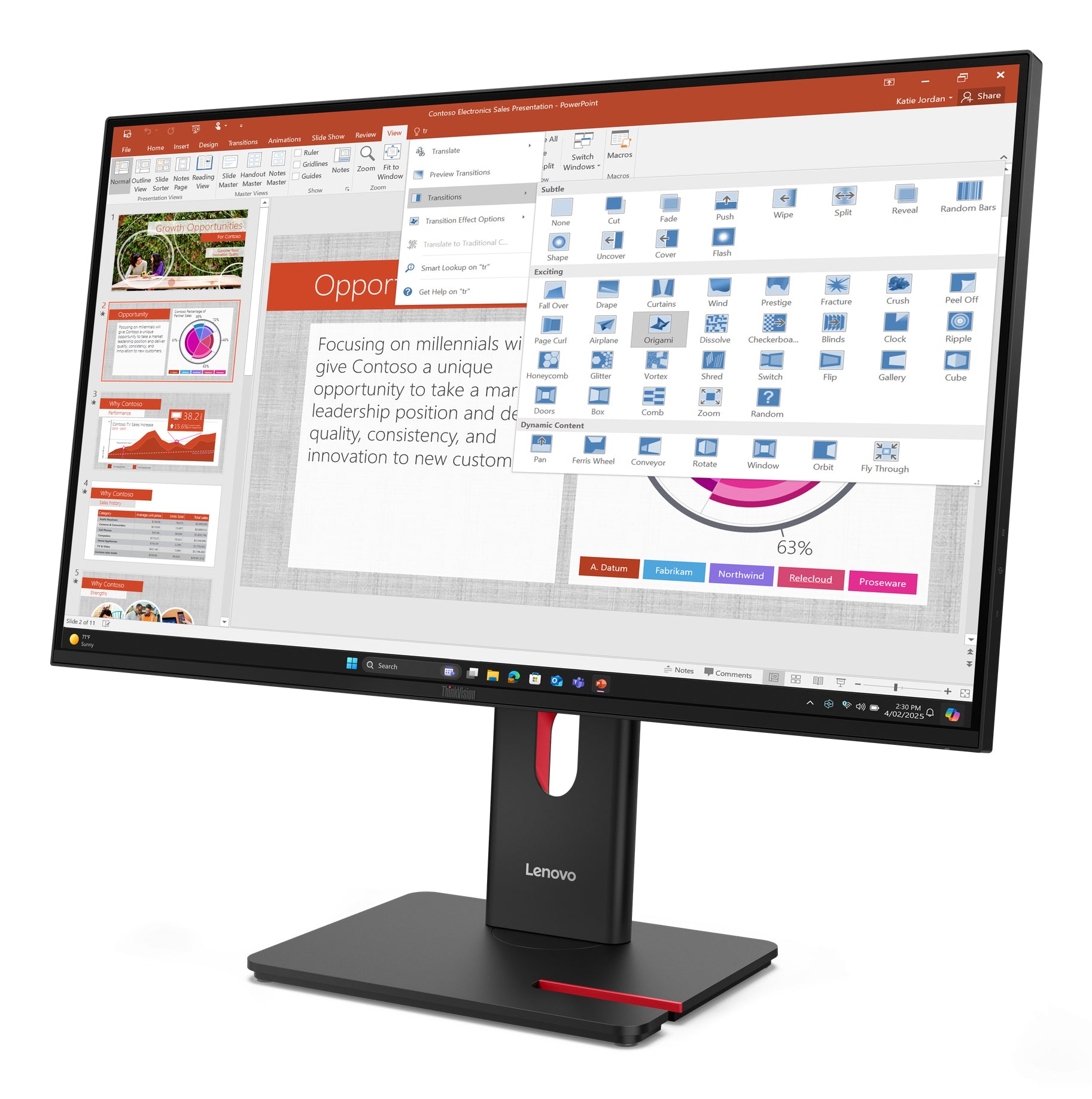 Lenovo ThinkVision T27-40 – Monitor, 27", 1920 × 1080 (Full HD), IPS
