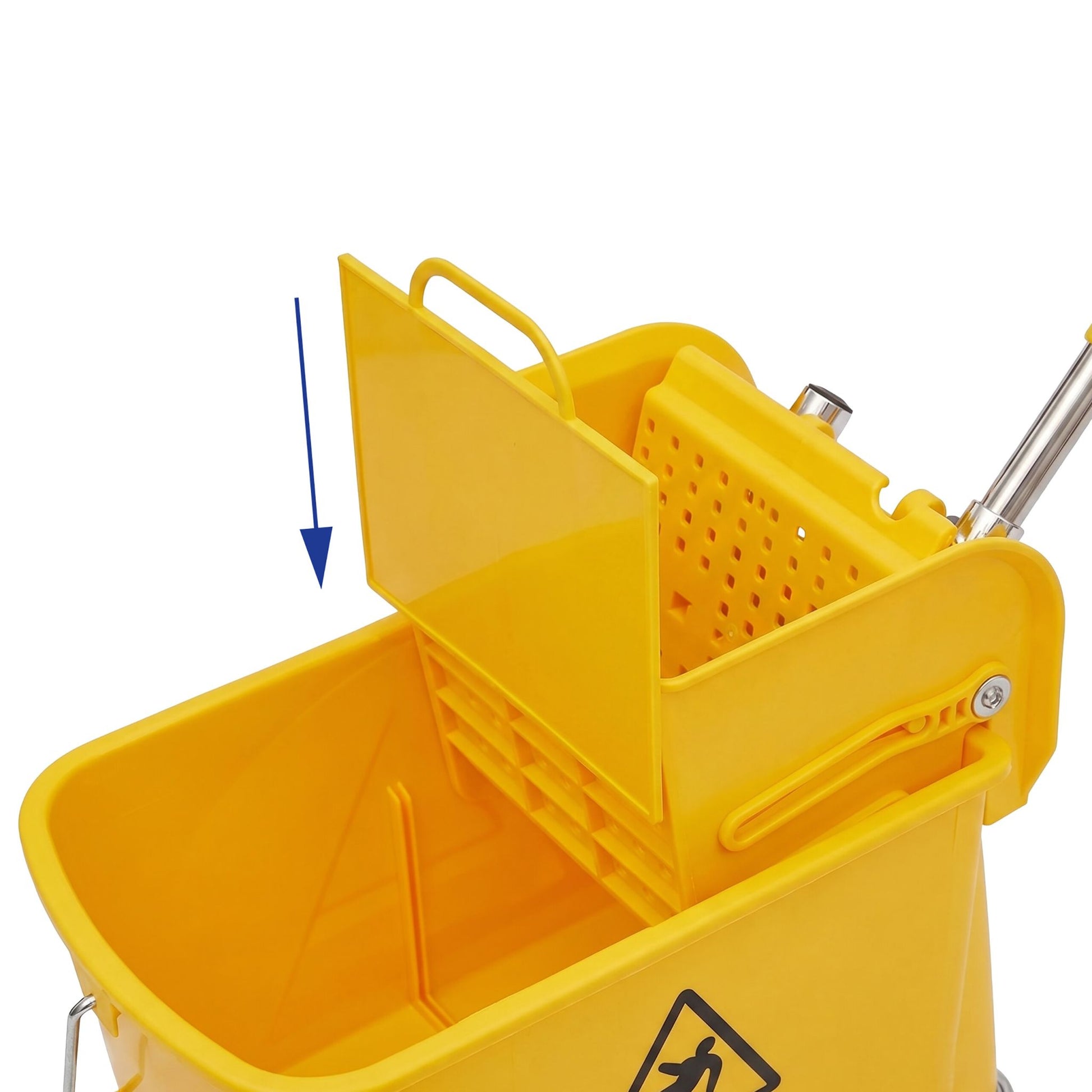 Relaxdays Putzeimer – 22 l – mit Presse, Kunststoff, Edelstahl, Gelb, 44,0 × 28,0 × 66,0 cm