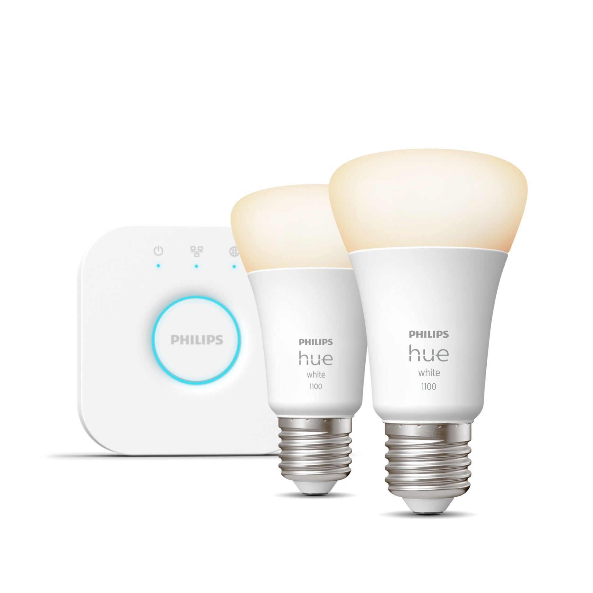 Philips by Signify Philips Hue Smart-Leuchtmittel E27 Weiss – 1055 lm, 2700 K, App-Steuerung, dimmbar – 2er-Pack