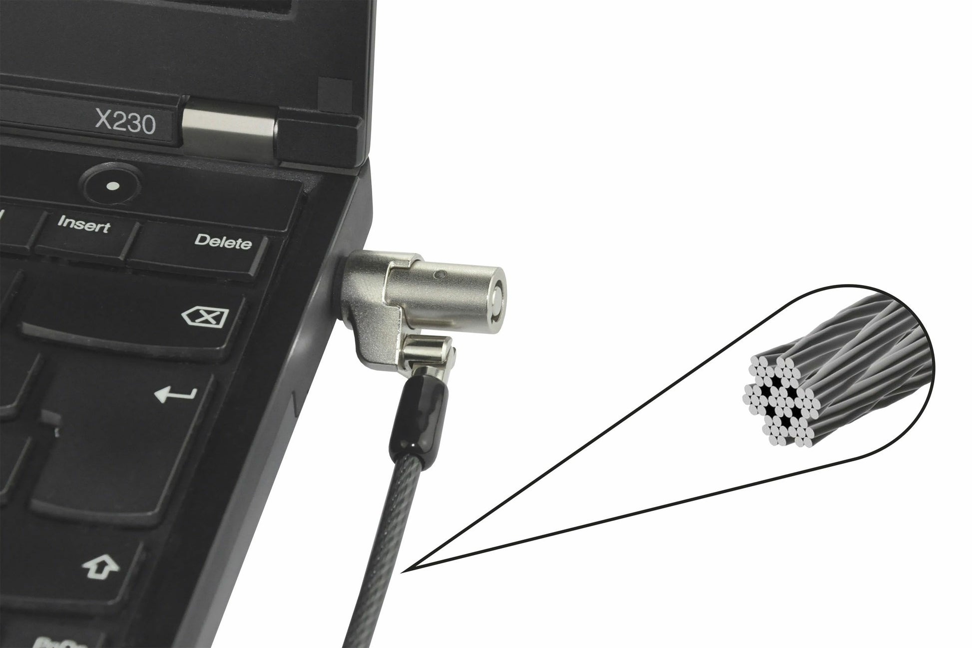 DICOTA Kabelschloss für Laptop – 2 m, 4,4 mm, Stahl, mit Schlüssel – Schwarz